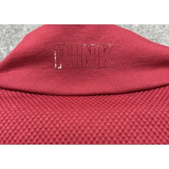 Victoria’s Secret PINK Activewear 1/4 Zip Cropped Pullover Jacket Red Maroon - Picture 8 of 11